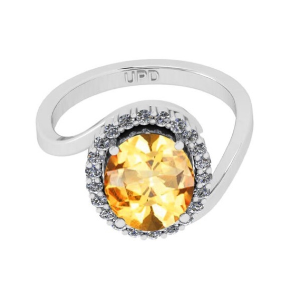 BEAUTIFUL 2.5 ct Citrine Diamond Halo Alternative Engagement Ring Wedding 6 - Picture 2 of 3